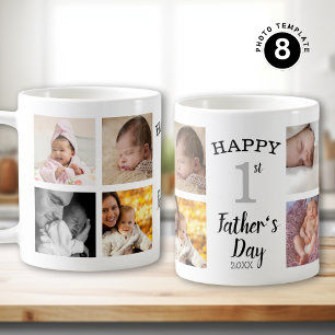 Happy 1st Father's Day New Dad 8 Photo Collage Coffee Mug