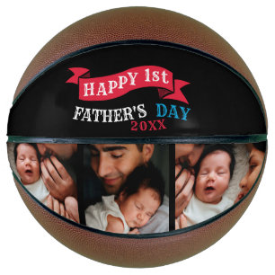 Happy 1st Father's Day Photo Collage Typography Basketball