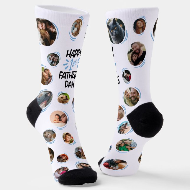 Happy 1st Father's Day Photo Socks (Angled)