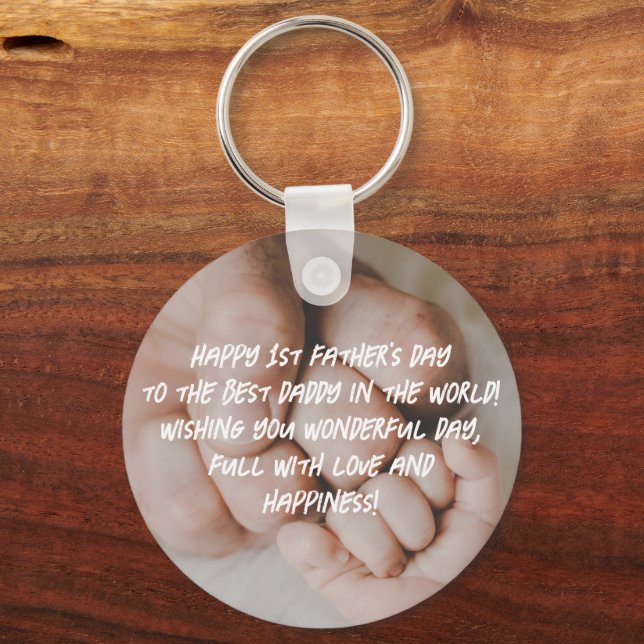 Happy 1st fathers day photo stylish key ring (Front)