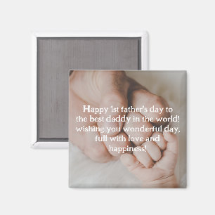  Happy 1st father's day photo white typography Magnet