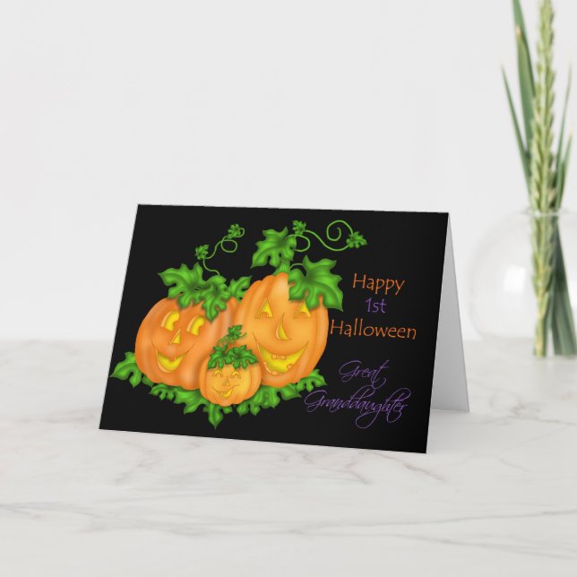 Happy 1st Halloween Great-Granddaughter Card (Front)