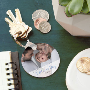 Happy 1st Mothers Day 2022 Baby Boy Photo Key Ring