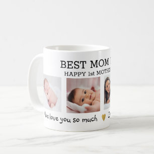 Happy 1st Mothers Day 4 photo Collage Black White Coffee Mug