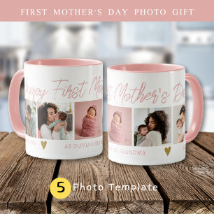 Happy 1st Mothers Day As Grandma 5 Photo Collage  Mug