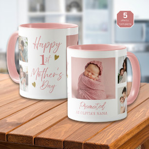 Happy 1st Mothers Day As Nana 5 Photo Pink Mug