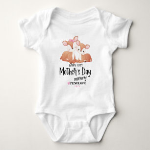 Happy 1st Mothers Day Baby Bodysuit With Name