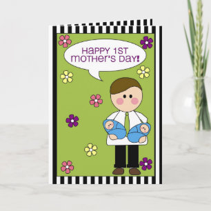 happy 1st mother's day (boy twins) card