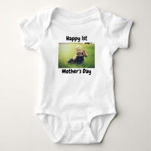 Happy 1st Mother's Day, Custom Photo Baby Bodysuit