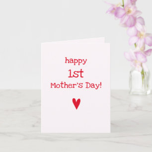 Happy 1st Mother's Day! - Cute Red Heart Card