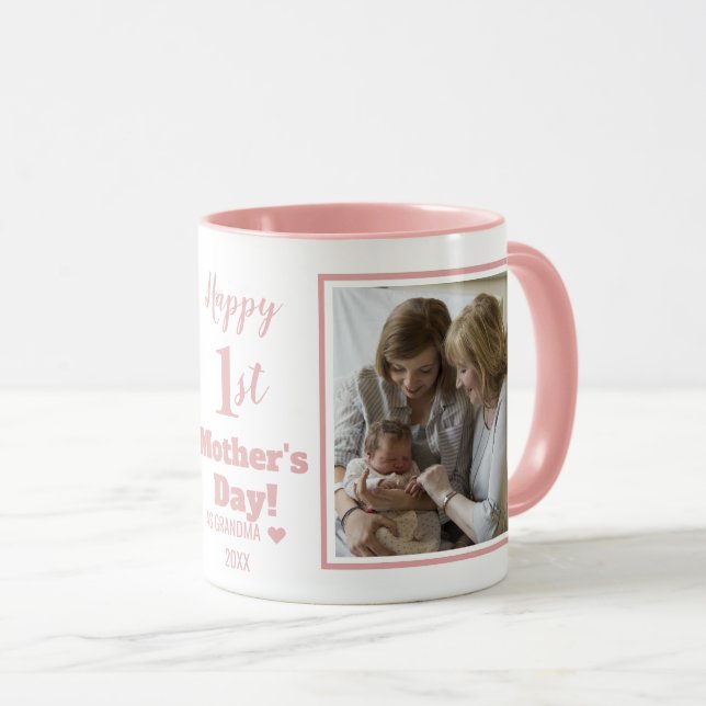 Happy 1st Mother's Day Grandma 2 Photo Collage Cof Mug (Front Right)