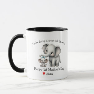 Happy 1st Mother's Day Mama & baby Elephant Mug