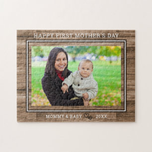 Happy 1st Mother's Day  Mom And Baby Photo Wood Jigsaw Puzzle