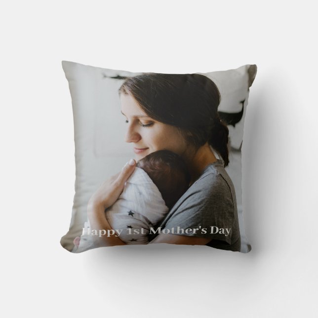 Happy 1st Mother's Day Personalised Photo Cushion (Front)