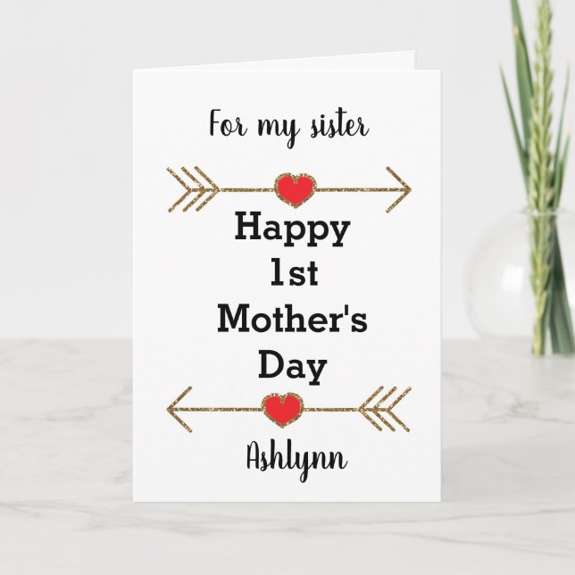 Happy 1st Mother's Day Sister Card (Front)