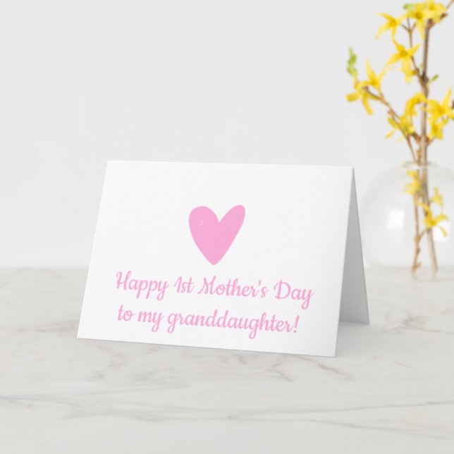 Happy 1st Mother's Day to Granddaughter Pink Heart Card (Yellow Flower)