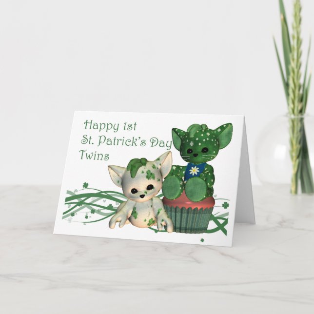Happy 1st St. Patrick's Day Twins Card (Front)