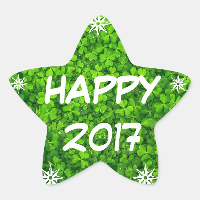 Happy 2017, Happy New Year Shamrock Star Sticker (Front)