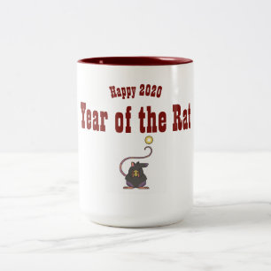 Happy 2020 Year RAT Chinese New Year Zodiac Gifts Two-Tone Coffee Mug