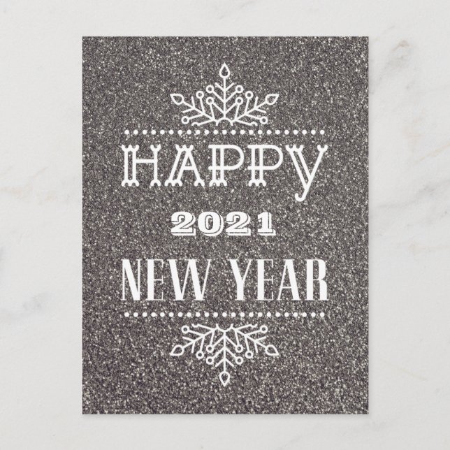 HAPPY 2021 NEW YEAR | Modern Typography Holiday Postcard (Front)