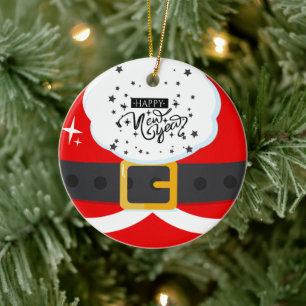 Happy 2023 New Year Santa Claus Suit Ornament