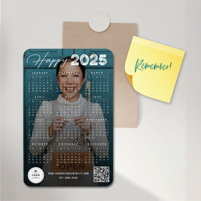Happy 2023 Typography Calendar New Year Photo Magnet (Happy 2025 Typography Calendar New Year Photo Flexible Magnet @ fat_fa_tin)