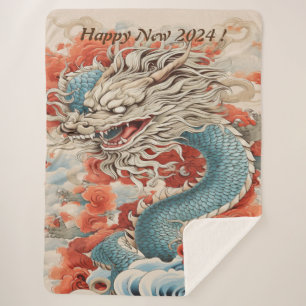 Happy 2024 Year Dragon No2 Sherpa Blanket
