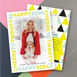 Happy 2025 Blocks Frame Typography New Year Photo Holiday Card