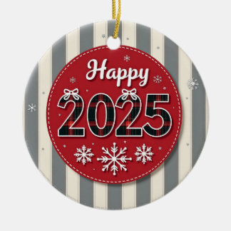 Happy 2025 Christmas  Ceramic Tree Decoration