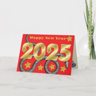 Happy 2025 Year of the Snake Flat Card