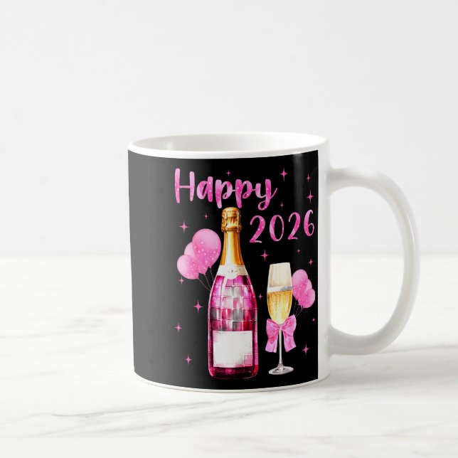 Happy 2026 Cheers To A New Year 2026 Champagne Coq Coffee Mug (Right)