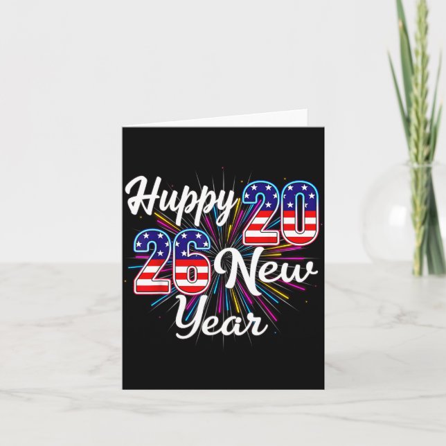 Happy 2026 New Year Patriotic Fireworks Design Par Card (Front)