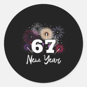 Happy 2026 New Year's Eve Party 67 Meme Classic Round Sticker
