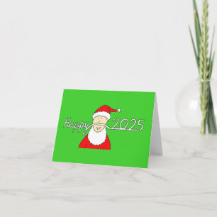 Happy 2026 Santa with Fun Moustache Holiday Card