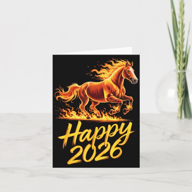 Happy 2026 Year Of The Horse Chinese Zodiac New Ye Card (Front)