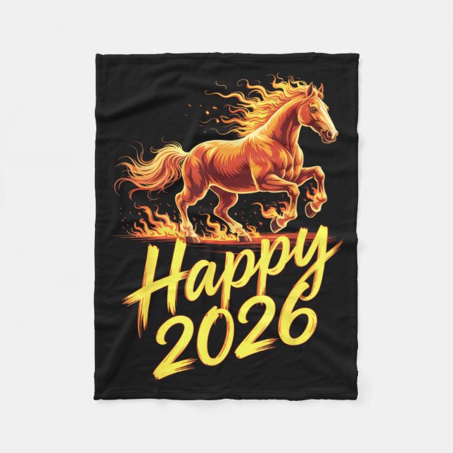 Happy 2026 Year Of The Horse Chinese Zodiac New Ye Fleece Blanket (Front)