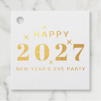 Happy 2027 Blue New Years Eve Holiday Party Favour Tags