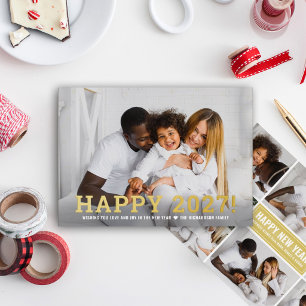 Happy 2027 Gold Full Photo New Year Foil Holiday Card
