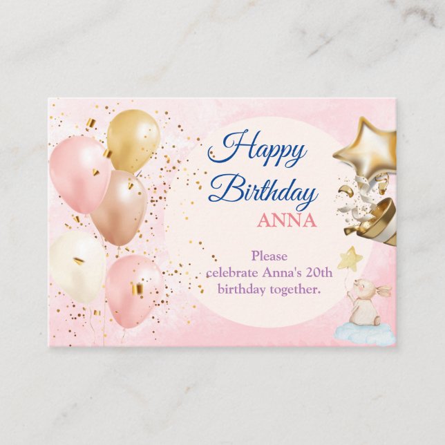 Happy 20st Birthday Pastel Rainbow and Gold Gir Enclosure Card (Front)