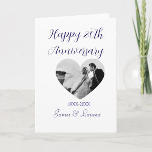 Happy 20t anniversary heart photo purple year name card