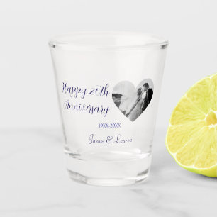 Happy 20t anniversary heart photo purple year name shot glass