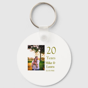 Happy 20th anniversary add couple name date golden key ring
