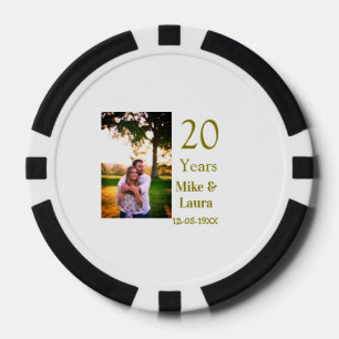 Happy 20th anniversary add couple name date golden poker chips
