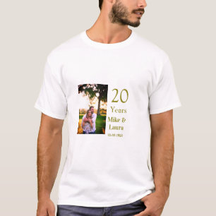 Happy 20th anniversary add couple name date golden T-Shirt