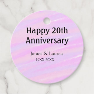 Happy 20th anniversary pink purple pastel name bol favour tags