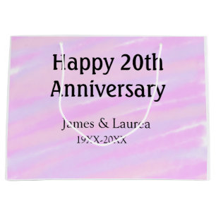 Happy 20th anniversary pink purple pastel name bol large gift bag