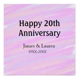 Happy 20th anniversary pink purple pastel name bol poster