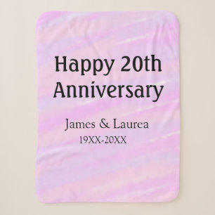 Happy 20th anniversary pink purple pastel name bol sherpa blanket
