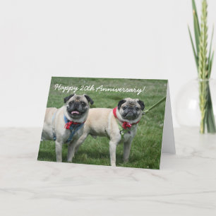 Happy 20th Anniversary Pugs greeting card