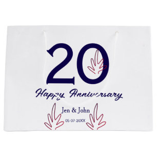 Happy 20th anniversary purple bold letter name lea large gift bag